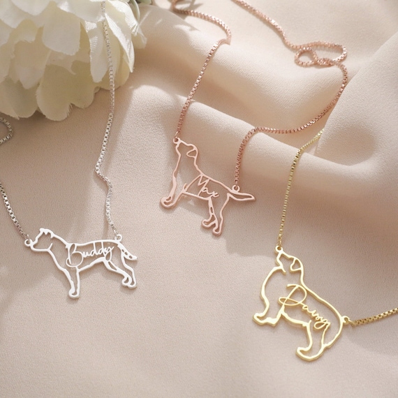 Sterling Silver Dog Name Necklace: Personalized Pet Memorial Gift
