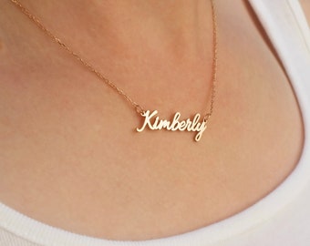 925 Sterling Silver Personalized Name Necklace, Personalized Jewelry for Women, Rose Yellow Gold Plated Name Necklace, Gift for Mother