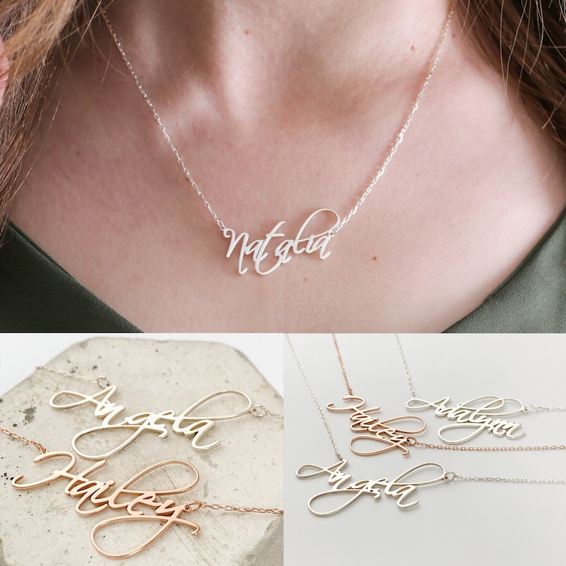 Sterling Silver Name Necklace Personalized Jewelry Etsy