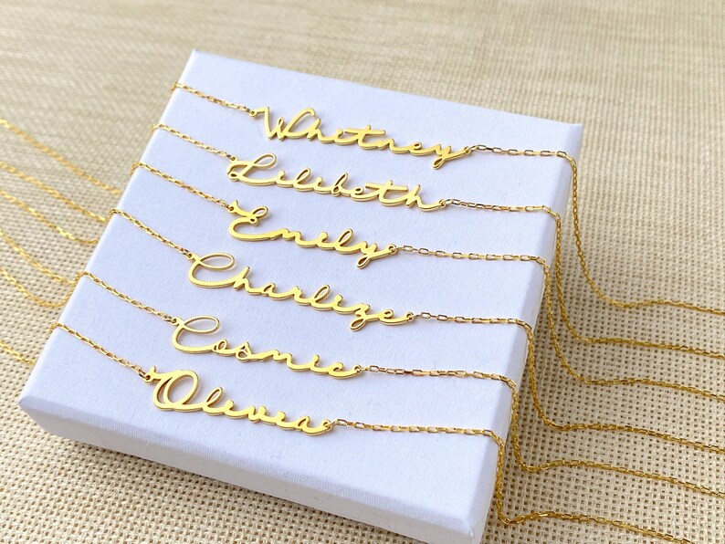 925 Sterling Silver Custom Abstract Font Name Necklace, Real Silver