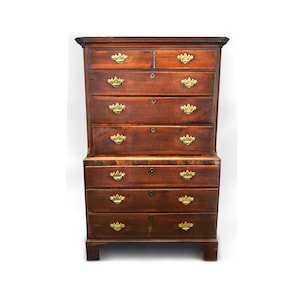 George III Mahogany Chest on Chest: Greek Key Detail, Antique Dresser