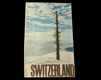 Swiss National Tourist Office Ticino : View of The Valais Alps from Cardada above Locarno Lithograph Poster 1960