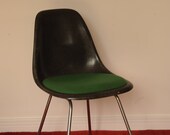 Charles Ray Eames Herman Miller original DSS fibreglass green and seal brown chrome chair - Read-Shipping-Info