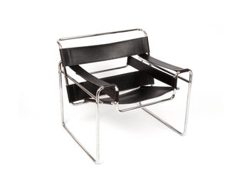 Marcel Breuer Wassily-stoel: chroom en zwart leer, habitatversie