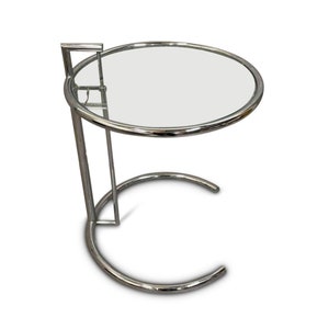 Habitat Eileen Gray E1027 Design Glass & Chrome Adjustable Height Side Table Minimalist