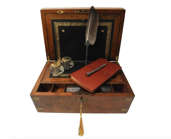 Victorian Burr Walnut Writing Slope: Hand-Crafted Leather Interior, Secret Compartment
