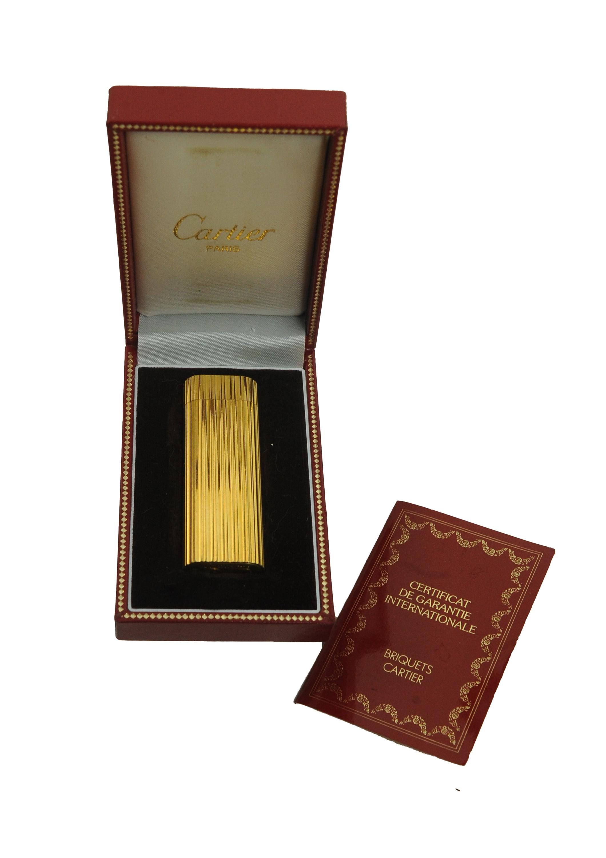 Cartier 18ct Gold Plate Cigarette Briquet Lighter With Cartier Box