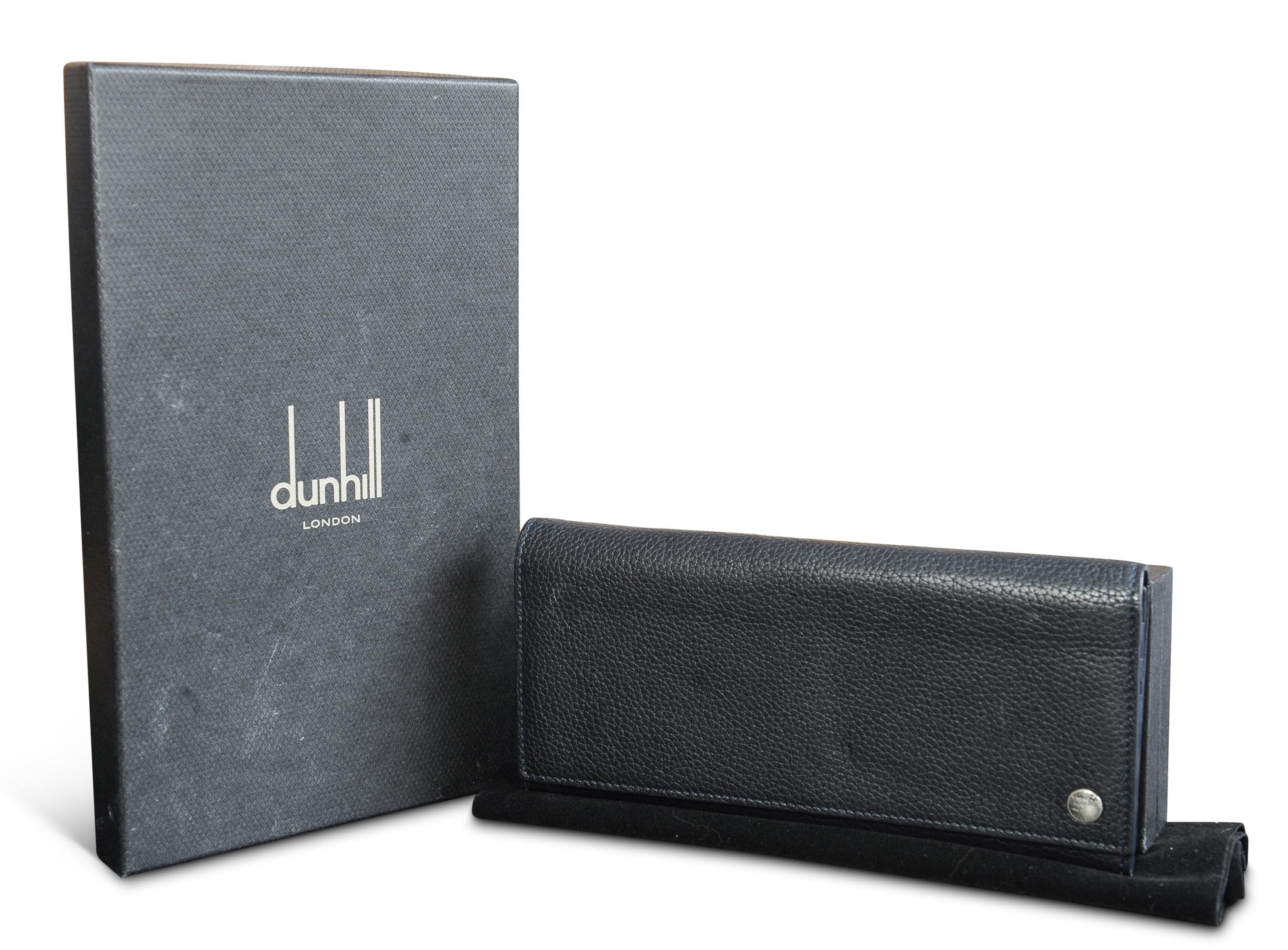 Dunhill Black Calf Leather Boxed Coat Wallet Made in Italy Mens