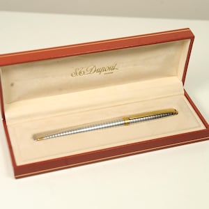 S.T DuPont Fidélio Two Colour Ribbed Ballpoint Pen With Original Box