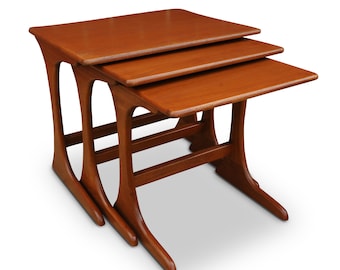 G Plan Kofod Larsen Teak Set of Three Nesting Tables - 1960s Mid Century Modern Made in Britain - Read shipping details