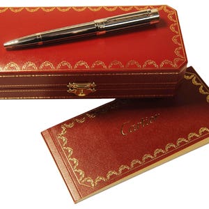 Stunning Cartier Limited Edition Pasha Platinum Finish Rollerball Pen Graduation of Lines Blue Lacquer Pinstripe & Platinum Detailing