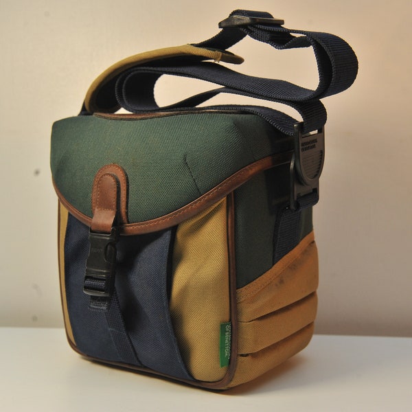 United Colors of Benetton Multi Colour Vintage Camera Bag with Internal Space Separators & Padded Strap 1990's