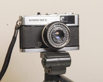 Vintage Olympus Trip 35 Camera: 35mm Film, Flash, Hand Strap & Case
