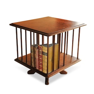 Early 20th Century Small Revolving Tabletop Bookcase Handmade With Dowel Partitions Circa 1910&#39;s