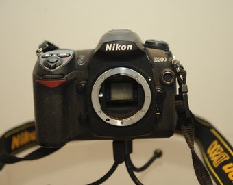 Nikon D200 DSLR Camera body only with woven Nikon D200 branded strap