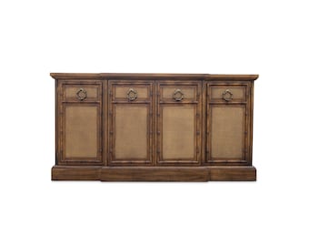 American of Martinsville Faux Bamboo Cane Sideboard With Brass Handles