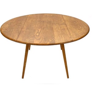 Ercol Blond Drop Leaf Runt Matbord Lucien Ercolani Tillverkat i England 1960-tal