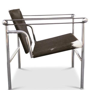 Le Corbusier Pierre Jeanneret, Charlotte Perriand Lc1 Pony Skin Tubular Frame Sling Armchair No Markings Two Chairs in Stock Price Per Chair