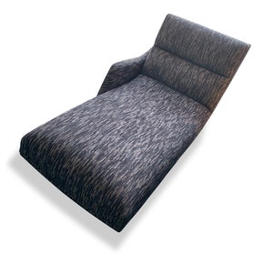 Vladimir Kagan Erica Chaise Lounge: Brown Wool, Lucite Base, Mid-Century Modern