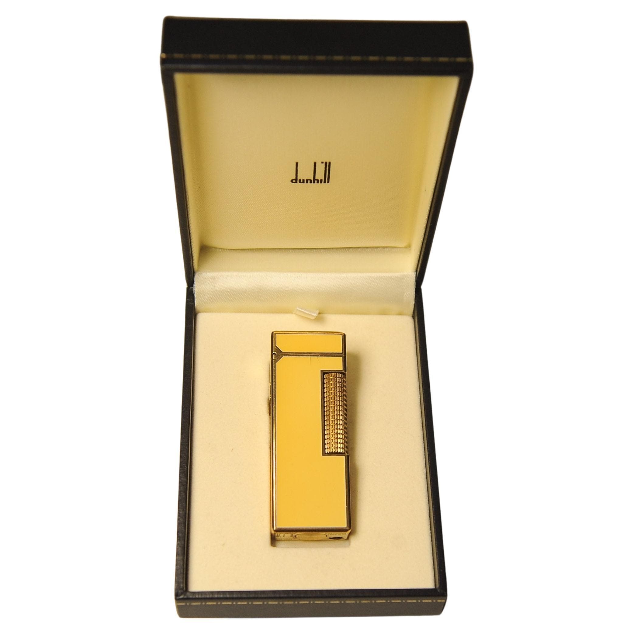 Dunhill 18ct Gold Plated Yellow Lacquered Rollagas Lighter