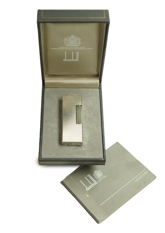 dunhill cigarette lighter Dunhill Silver Plated Working Rollagas Lighter With Dunhill Box Serviced