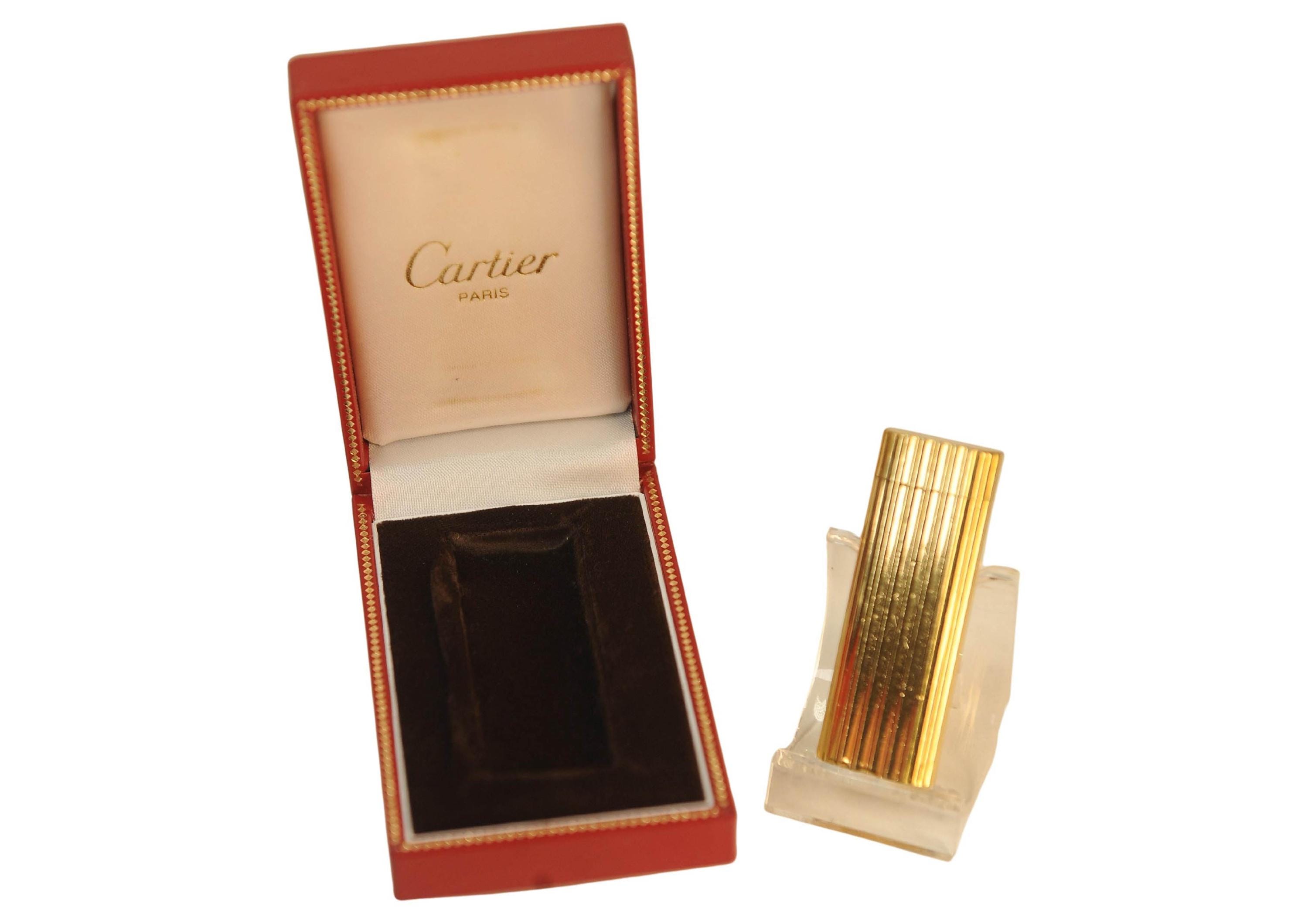 cartier cigarette Cartier 18ct Gold Plate Cigarette Briquet Lighter With Cartier Box