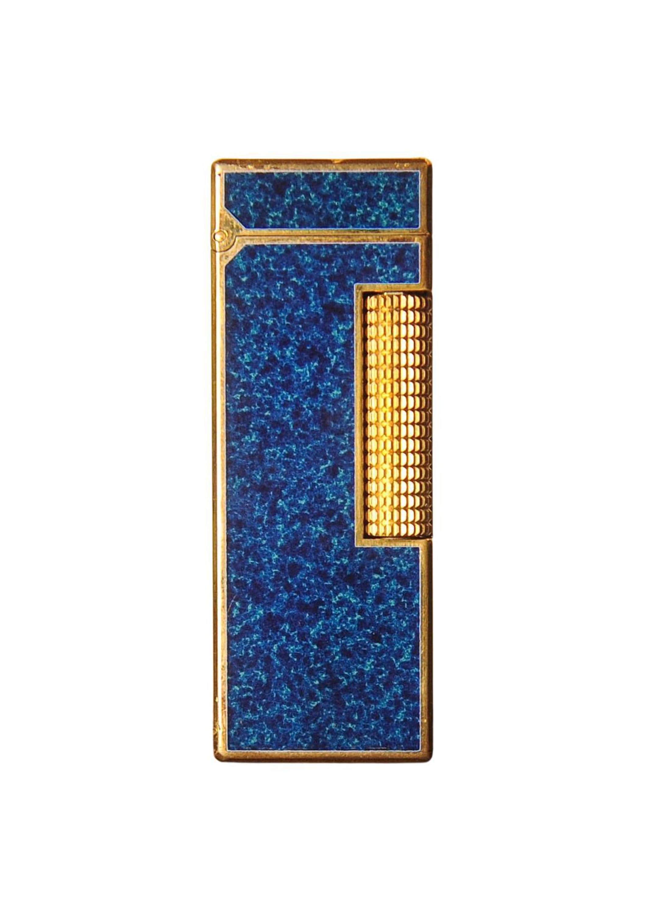 Dunhill 18ct Gold Plated Blue Marble Lacquered Rollagas Lighter