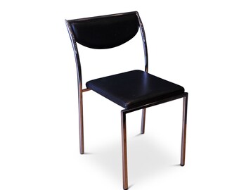 Zoeftig designer chrome and leatherette modernist frame desk statement chair - Read shipping info