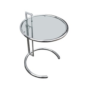 Habitat Eileen Gray E1027 Design Glass & Chrome Adjustable Height Side Table Minimalist