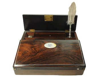 19th Century Rosewood Writing Slope Decorated With Beautiful Inlay Throughout