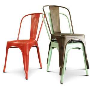 Sedia impilabile in metallo verniciato Tolix - Ideale per giardini, ristoranti, caffè, bar Prezzo per set di tre