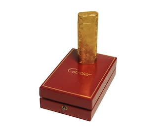 Cartier Paris Briquet Bark Design Gold Lighter In Original Cartier Box