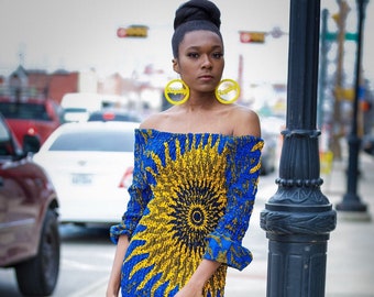 Ankara Off the Shoulder Fitted Dress