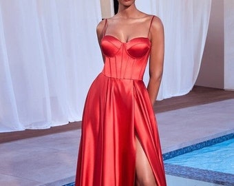 A-Line Satin Bustier Dress