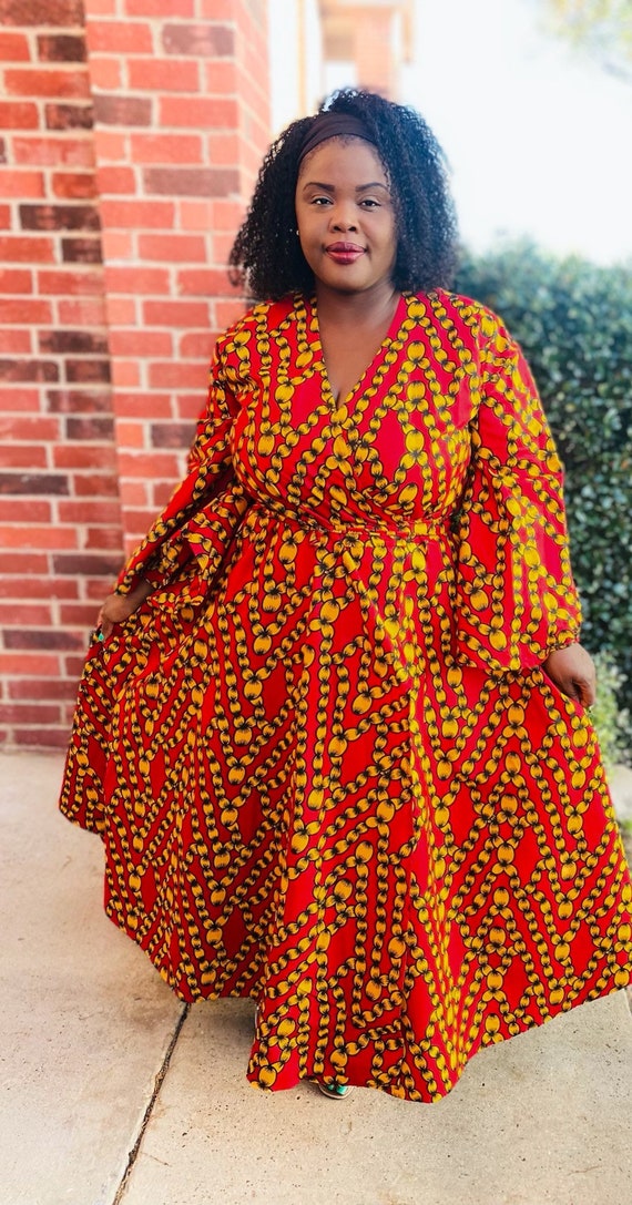 African Print Wrap Dress