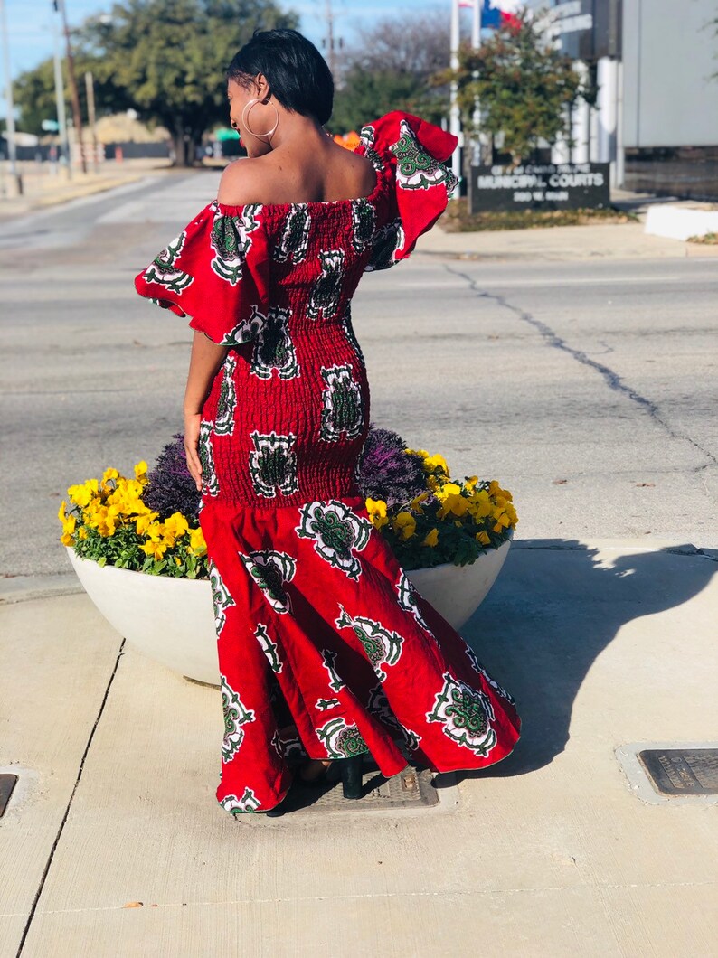 Ankara Off the Shoulder Fitted Dress