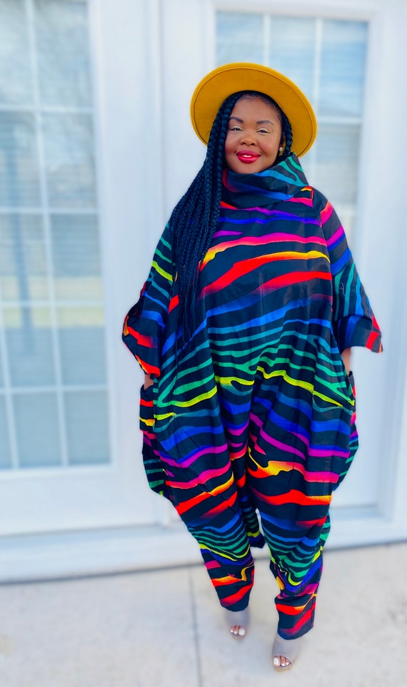 African Print Bottom Zip Jumpsuit
