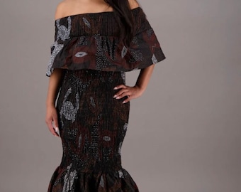 Ankara Off the Shoulder Fitted Dress