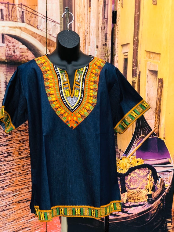 Denim and Kente Dashiki