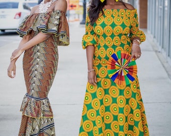 Ankara Off the Shoulder Fitted Dress