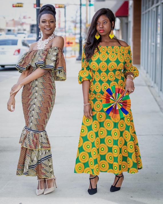 Ankara Off the Shoulder Fitted Dress