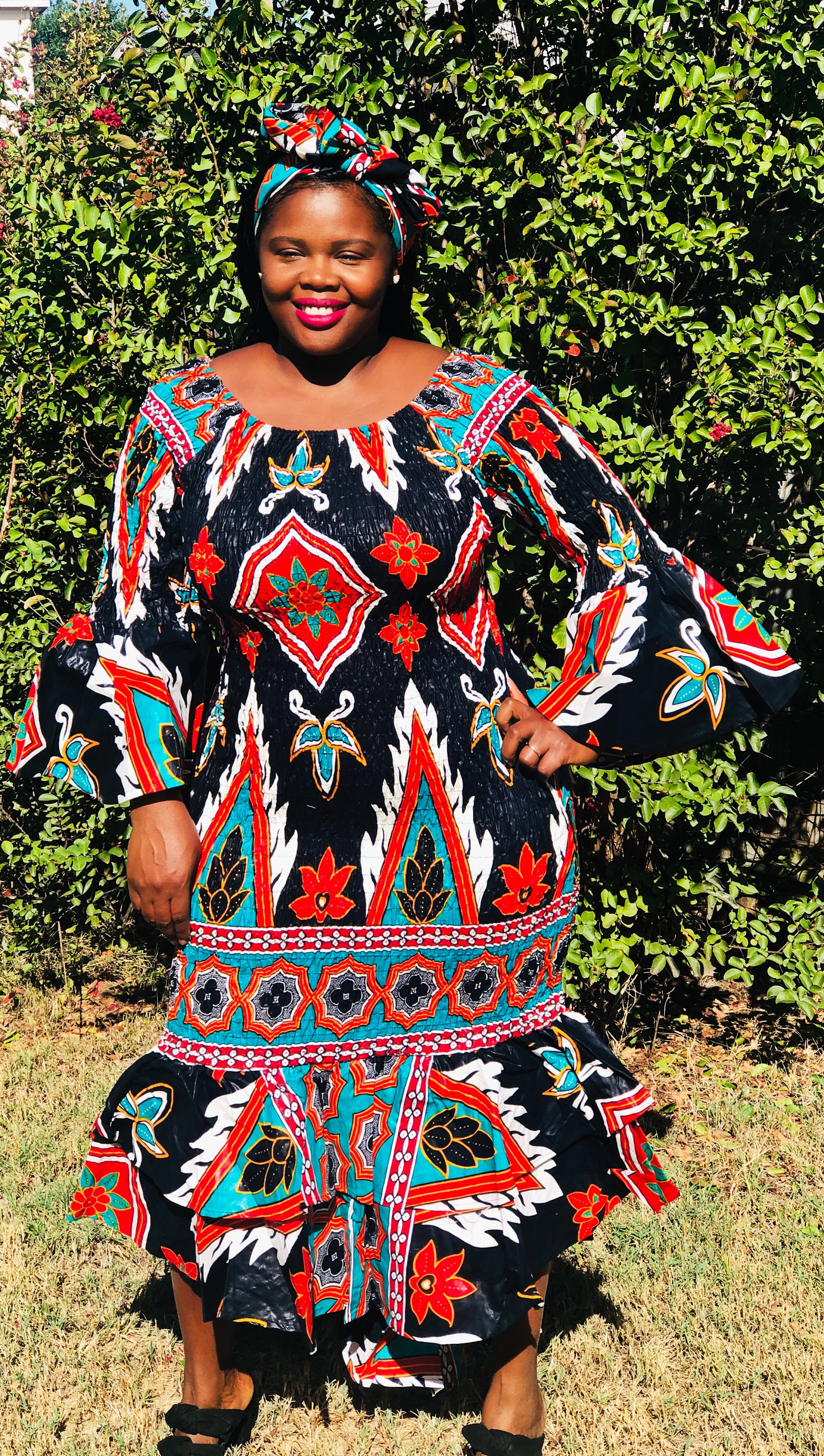 ankara off shoulder gown with elastic
