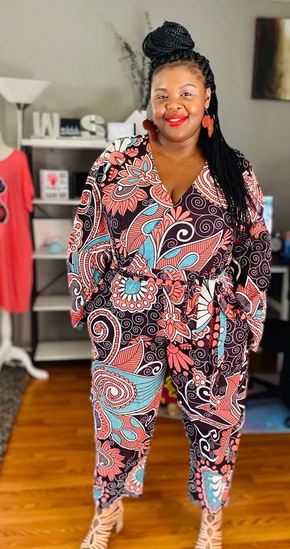 Ankara Bell Sleeves Jumpsuit with Belt