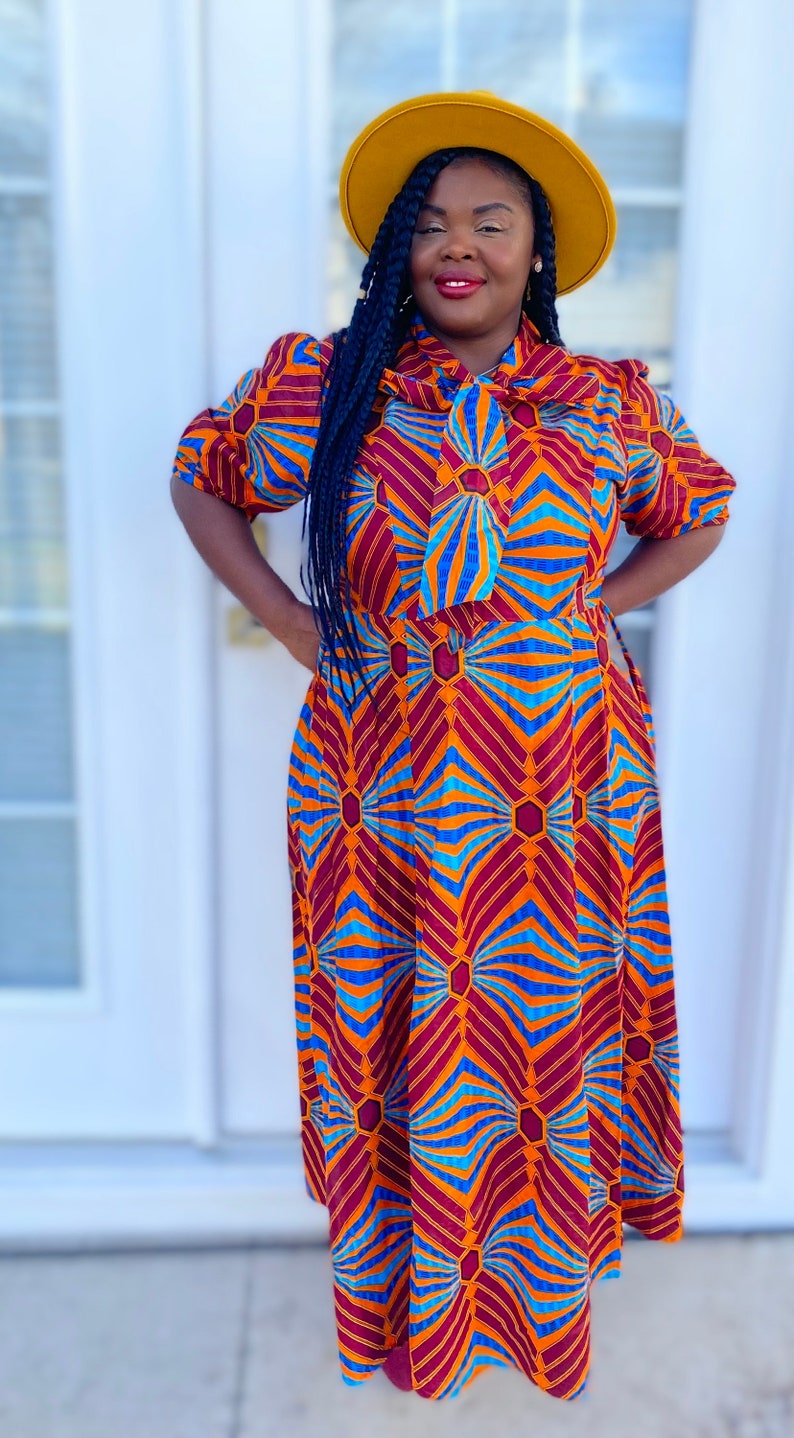 Ankara Front Tie Bow Dress image 10