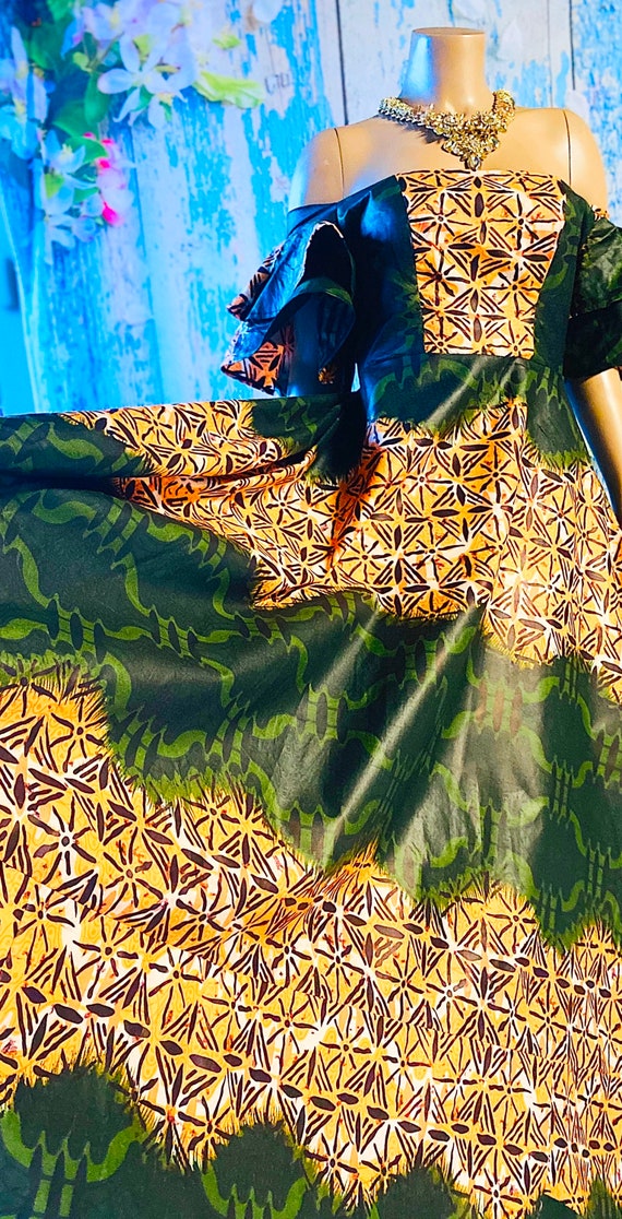 Brocade Tie Dye Off the Shoulder Dress