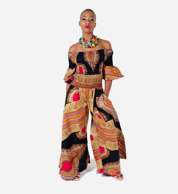 Dashiki Off-the-Shoulder Jumpsuit