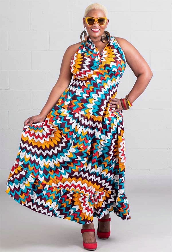 African Print Maxi Sleeveless Dress