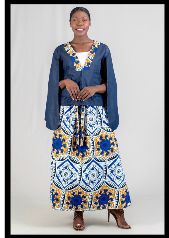 Denim Cape-Top & Skirt Set