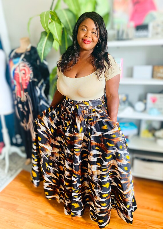 Buy African Print Maxi Skirt With Pockets and Head Wrap Online in India Etsy