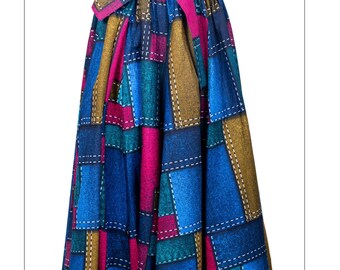 African Polka Dot Maxi Skirt - Long Cotton Skirt with Pockets & Head Wrap main image 1